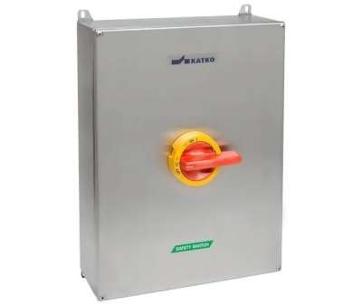 Interrupteur-sectionneur de sécurité AC-21:250 A AC-23:250 A H02 coffret en acier inoxydable 4 pôles jaune/rouge