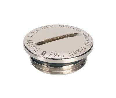 Bouchon ATEX pour presse-étoupe, laiton nickelé, M20