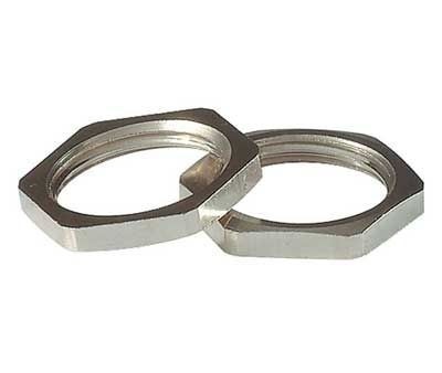 Écrous hexagonaux pour presse-étoupe, laiton nickelé, M16