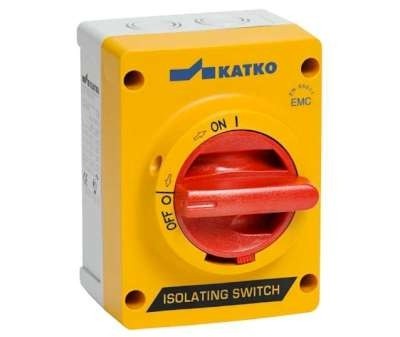 Interrupteur-sectionneur de sécurité AC-21:40 A AC-23:25A, 3 pôles, coffret polycarbonate M2EMC incl. perçages et presse-étoupes 2XM25MEMC, poignée jaune/rouge